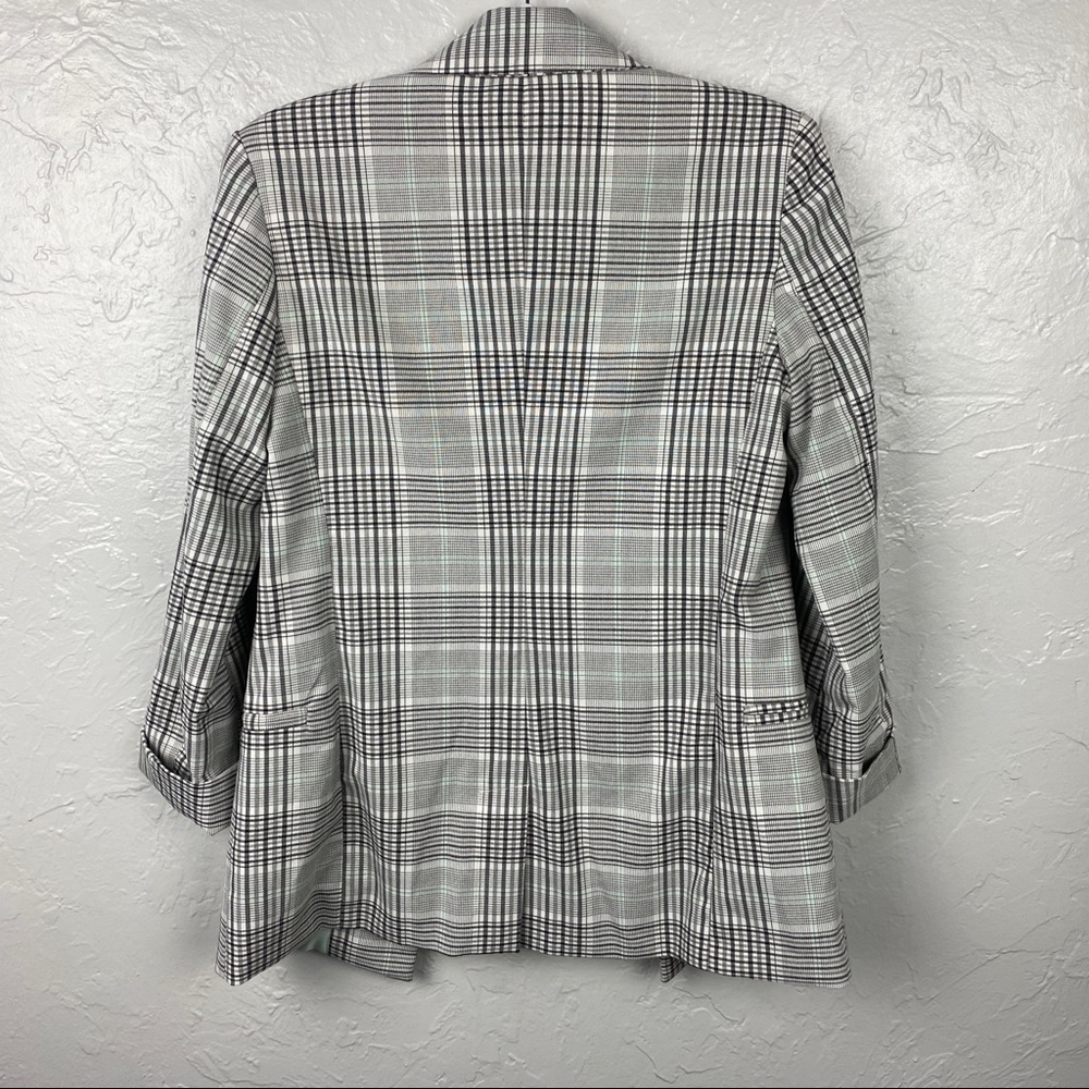 ASOS Bershka black/mint plaid blazer size Med, fits like small - Picture 7 of 10